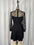 Lace Long Sleeve Mesh Patchwork Mini Dress GWDS-260304