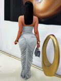 Solid Color Ruched Tube Top Maxi Dress SFY-853 