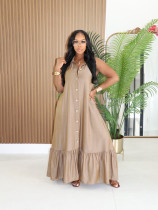 Loose Solid Color Sleeveless Maxi Dress SFY-851