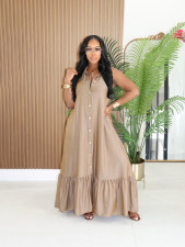 Loose Solid Color Sleeveless Maxi Dress SFY-851