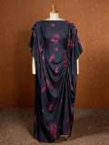 Bat Sleeve O Neck Print Maxi Dress GKEN-ADR060406