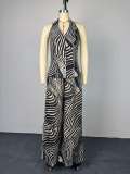 Print Sleeveless Vest Wide Leg Pants 2 Piece Set GCNE-73786