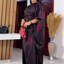 Bat Sleeve O Neck Print Maxi Dress GKEN-ADR060406