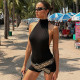 Backless Sleeveless Solid Color Romper(Without Belt) DLSF-K25Q91369A