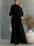 Solid Color Half Sleeve Two Piece Pants Set GWDS-260322