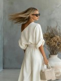 Solid Color Half Sleeve Two Piece Pants Set GWDS-260322
