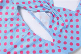Polka Dots Print Hollow Out Backless Romper(With Headscarf) DLSF-K6Q05397A