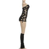 Hollow Out Tie Up Tube Top Shorts Suit DLSF-K6S01872A