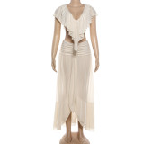Chiffon Lace Blouse And Long Skirt Set DLSF-K6S04944A