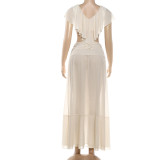 Chiffon Lace Blouse And Long Skirt Set DLSF-K6S04944A