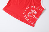 Letter Print Backless Top Two Piece Shorts Set XEF-K6S00542A