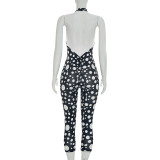 Polka Dots Print Tie Up Backless Jumpsuit GDSF-D26JP077
