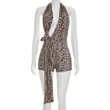 Leopard Print Backless Romper GDSF-D26RP008
