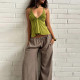V Neck Halterneck Tie Up Tops DLSF-K6L04501A