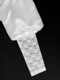Plus Size Lace Patchwork Mesh Puff Sleeve Long Dress GKEN-ADR060241