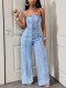 Casual Denim Sling Wide Leg Jumpsuit GYXN-66339