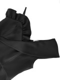 Plus Size V Neck Ruffles Slash Shoulder Midi Dress GKEN-ADR051203
