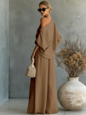 Solid Color Half Sleeve Two Piece Pants Set GWDS-260322
