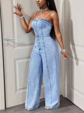 Casual Denim Sling Wide Leg Jumpsuit GYXN-66339
