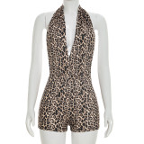 Leopard Print Backless Romper GDSF-D26RP008