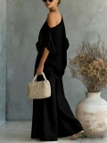Solid Color Half Sleeve Two Piece Pants Set GWDS-260322