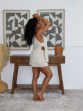 Solid Color V Neck Two Piece Shorts Set QYMF-M602