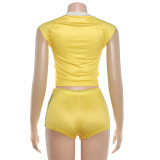 Letter Print Sleeveless T Shirt Short Sport Suit DLSF-K6S03559A