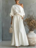 Solid Color Half Sleeve Two Piece Pants Set GWDS-260322