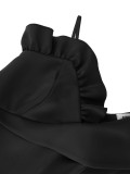 Plus Size V Neck Ruffles Slash Shoulder Midi Dress GKEN-ADR051203