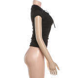 Solid Color Tie Up Tops DLSF-K6L04385A