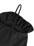 Plus Size V Neck Ruffles Slash Shoulder Midi Dress GKEN-ADR051203