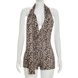 Leopard Print Backless Romper GDSF-D26RP008