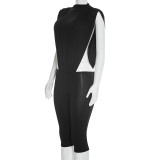 Solid Color Sleeveless Bodysuit Seventh Pants Suit GDSF-J26ST035