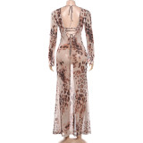 Long Sleeve Print Backless Maxi Dress DLSF-K6D03238A