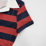 Casual Stripe Color Block Two Piece Shorts Set GSZM-C26ST081