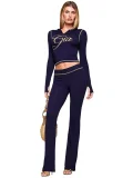Long Sleevel Print Hooded Flare Pants 2 Piece Set GXZY-Xy2507