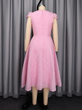 Plus Size Bow Tie Sleeveless Slim Midi Dress  GKEN-ADR060137