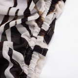 Zebra-print Mesh Top Two Piece Shorts Set GSZM-J26ST109