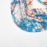 Halterneck Print Tops Ruffled Skirt Set GSZM-D26ST069
