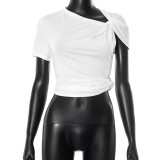 Solid Color Irregular T Shirts GSZM-C25TP021