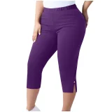 Plus Size Solid Color Split Seventh Pants GYZY-66811