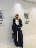 Solid Color High Waist Wide Leg Pants QODY-6074
