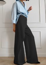 Solid Color Irregular Straight Pants QODY-6076