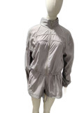 Long Sleeve Zipper Coat Two Piece Shorts Set GXZY-xy4055