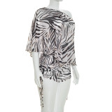 Zebra-print Mesh Top Two Piece Shorts Set GSZM-J26ST109