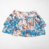 Halterneck Print Tops Ruffled Skirt Set GSZM-D26ST069