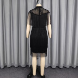Plus Size Mesh Tassel Evening Dress GKEN-ADR051215