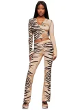 Long Sleevel Print Hooded Flare Pants 2 Piece Set GXZY-Xy2507