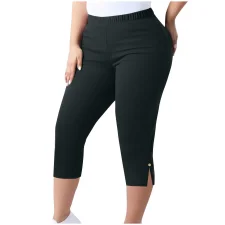 Plus Size Solid Color Split Seventh Pants GYZY-66811