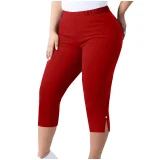 Plus Size Solid Color Split Seventh Pants GYZY-66811
